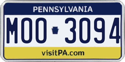 PA license plate MOO3094