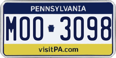 PA license plate MOO3098