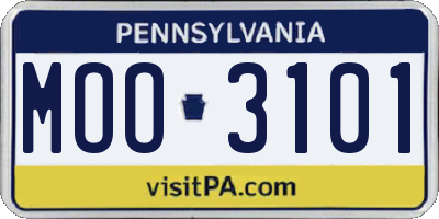 PA license plate MOO3101