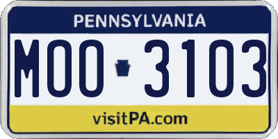 PA license plate MOO3103