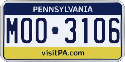 PA license plate MOO3106