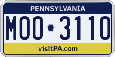 PA license plate MOO3110