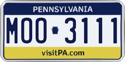 PA license plate MOO3111