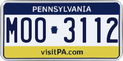PA license plate MOO3112