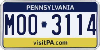 PA license plate MOO3114