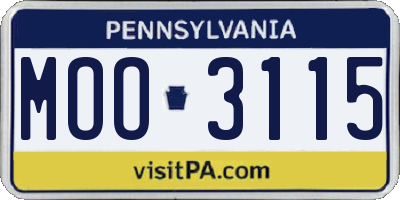PA license plate MOO3115