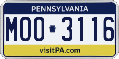 PA license plate MOO3116
