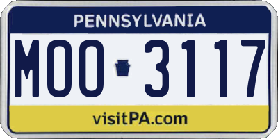 PA license plate MOO3117