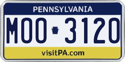 PA license plate MOO3120