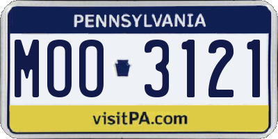 PA license plate MOO3121