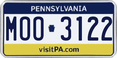 PA license plate MOO3122