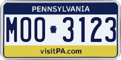 PA license plate MOO3123