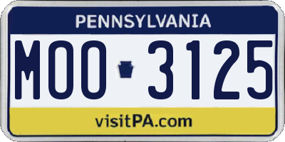 PA license plate MOO3125
