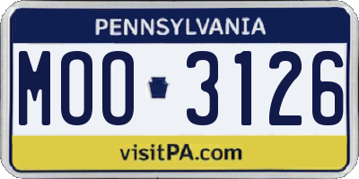 PA license plate MOO3126
