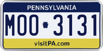 PA license plate MOO3131