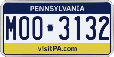 PA license plate MOO3132