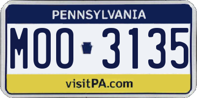 PA license plate MOO3135