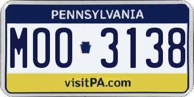 PA license plate MOO3138