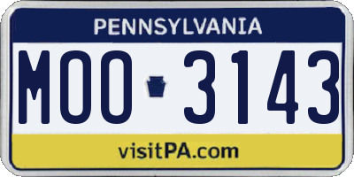 PA license plate MOO3143