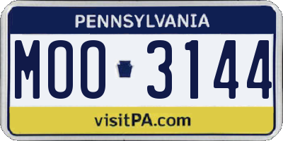 PA license plate MOO3144