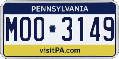 PA license plate MOO3149