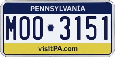 PA license plate MOO3151