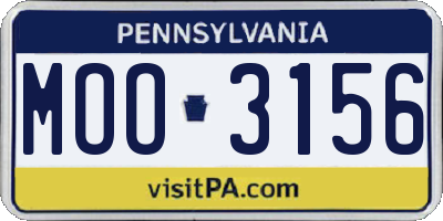 PA license plate MOO3156