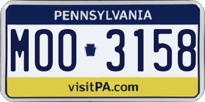 PA license plate MOO3158