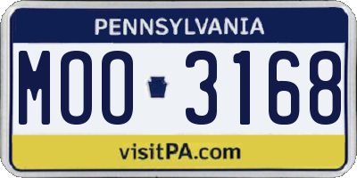 PA license plate MOO3168