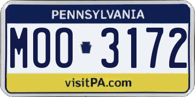 PA license plate MOO3172