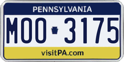 PA license plate MOO3175