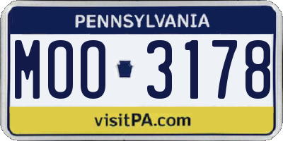 PA license plate MOO3178