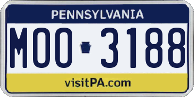 PA license plate MOO3188