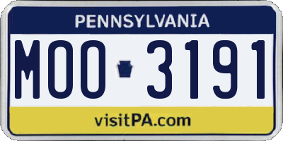 PA license plate MOO3191