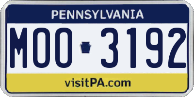 PA license plate MOO3192