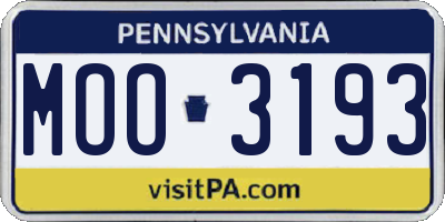 PA license plate MOO3193