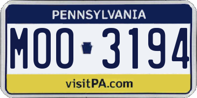 PA license plate MOO3194
