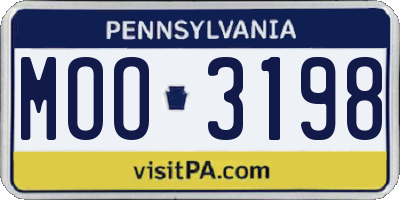 PA license plate MOO3198