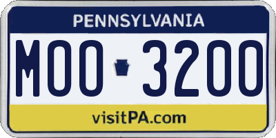 PA license plate MOO3200