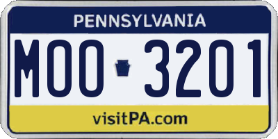 PA license plate MOO3201