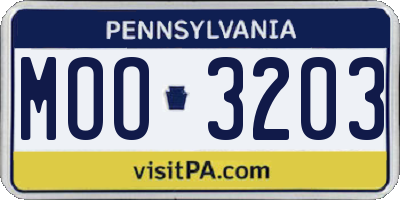 PA license plate MOO3203