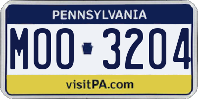 PA license plate MOO3204