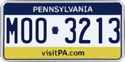 PA license plate MOO3213