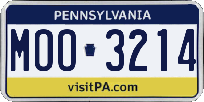 PA license plate MOO3214