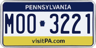 PA license plate MOO3221