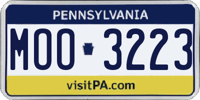 PA license plate MOO3223
