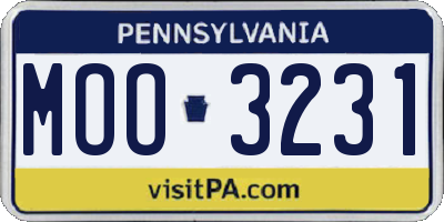 PA license plate MOO3231