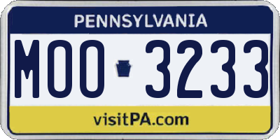 PA license plate MOO3233
