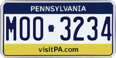 PA license plate MOO3234