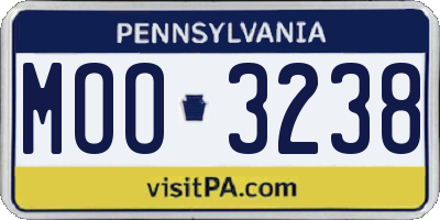 PA license plate MOO3238